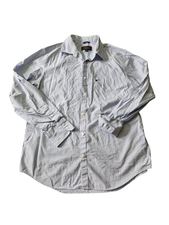 Mossimo Other - Mens Mossimo Blue White Stripe Button Dress Shirt Premium Vintage 100% Cotton L